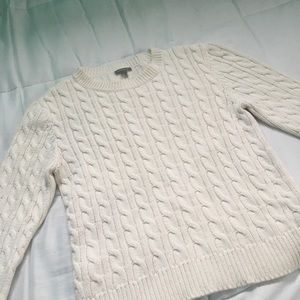 Ann Taylor White Cable Knit Sweater